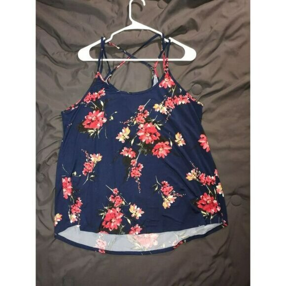 Papermoon‎ Womens Floral Tank Size 2X Navy Basima Back Boho Fairy Romantic Cami - Picture 3 of 6